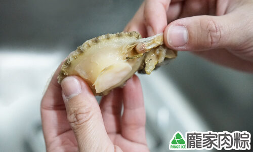 去除鮑魚的口器與食胃管