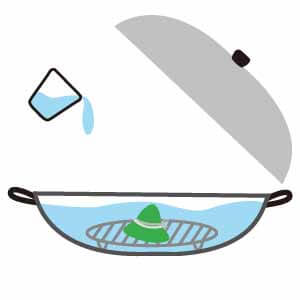 肉粽瓦斯爐加熱-加水淹過粽子